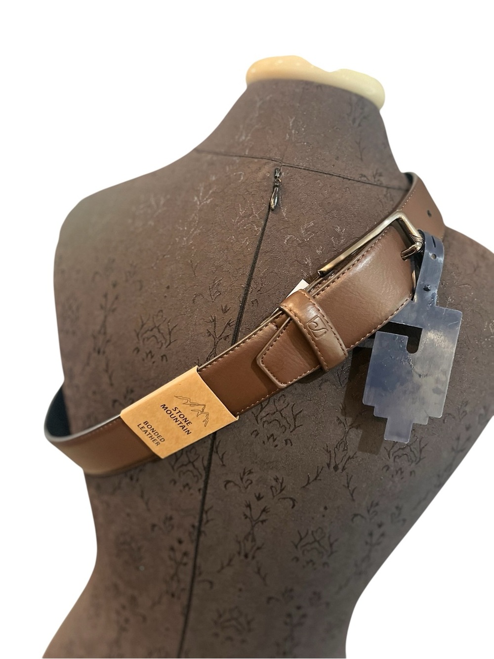 NWT Mens STONE MOUNTAIN 100% Bonded Leather Brown Belt sz S 30-32